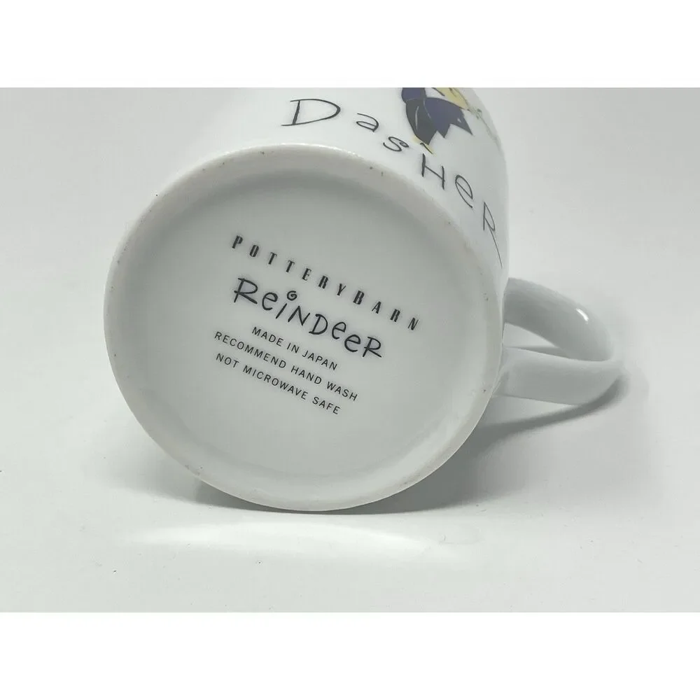 Pottery Barn Reindeer Dasher Christmas Coffee Cocoa Cup Mug 4” Replacement